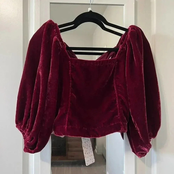 Free People Red Velvet Puff Sleeve Crop Top
Size: XS - Picture 3 of 6